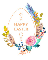 Watercolor Easter Floral Sticker Vector Image