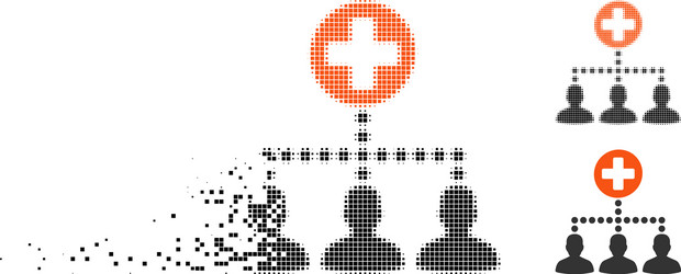 Fractured pixelated halftone medical client links vector