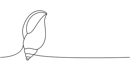 Seashell one line continuous drawing tropical vector