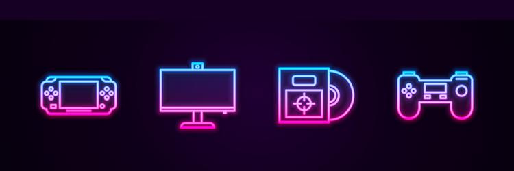 set line portable video game console computer vector image