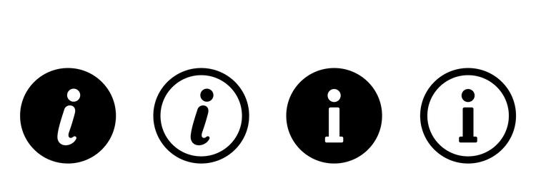 set of round icons with information mark for apps vector image