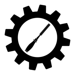 simple of chisel icon in gear for app or web vector image