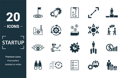 Startup icon set include creative elements goal vector