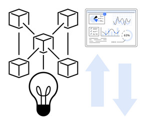 blockchain network connecting ideas with data vector image