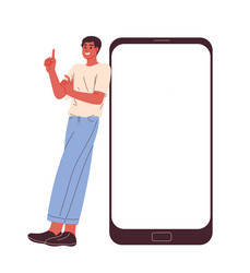 man with smartphone empty screen mobile vector