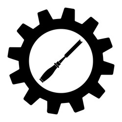 simple of chisel icon in gear for app or web vector image