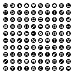 100 icon set technology electronic device vector