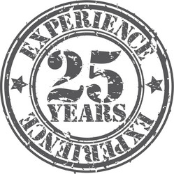 25 Years of Experience Rubber Stamp - Grunge Vector Image