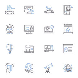 automation line icons collection robotics vector image