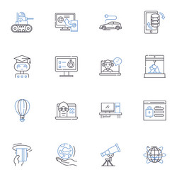 automation line icons collection robotics vector