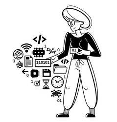 computer engineer in work outline programmer vector image