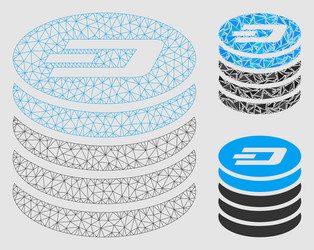 dash coin stack mesh wire frame model vector image