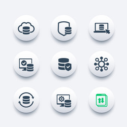 database data storage and security icons set vector