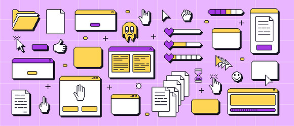 pixel art retro windows interface 8 bit browser vector image