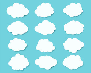 White clouds set with blue background Royalty Free Vector