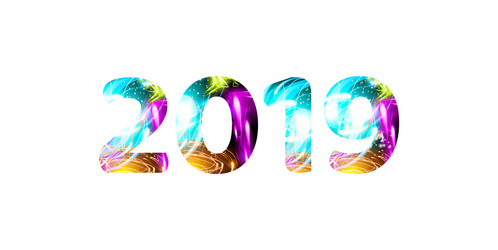 2019 - year number shining background glow effect vector image
