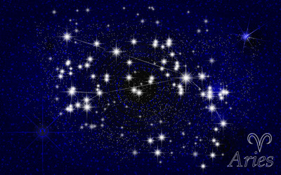 constellation of aries in a starry blue sky vector