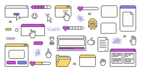 pixel art retro windows interface 8 bit text vector image