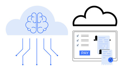 cloud computing with ai integration and digital vector image