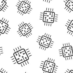 computer cpu icon in flat style circuit board vector image