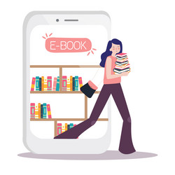 Ebook learning education online smartphone vector