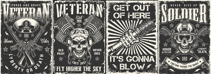 Military Vintage Set - Combat Flyers Vector Image