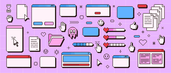 retro windows interface in pixel art 8 bit vector image