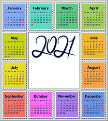 Calendar for 2021 vector