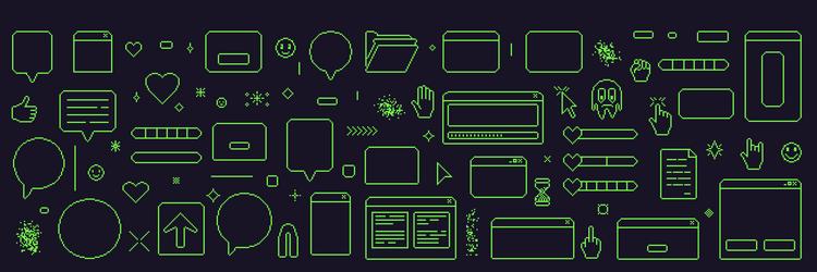 pixel art retro windows interface 8 bit text vector image
