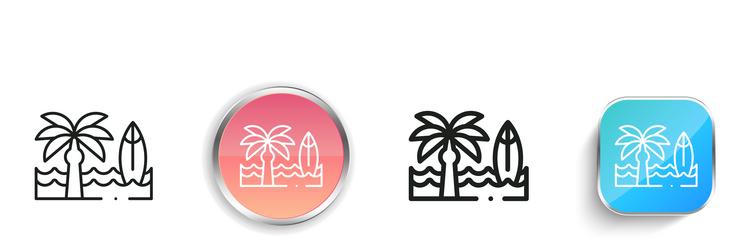 beach icon thin linear regular and button style vector image