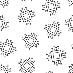 computer cpu icon in flat style circuit board vector image