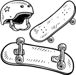 doodle skateboard vector