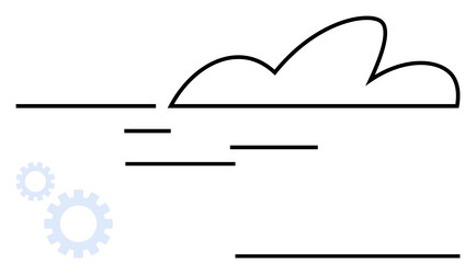 abstract cloud with line patterns and gears vector image
