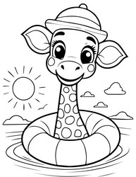 cartoon animal in swimming float summer Vector Image