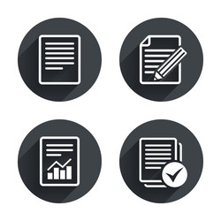 document icons file with chart and checkbox vector image