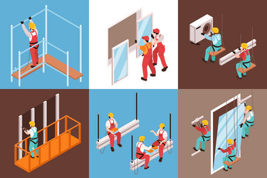 Isometric fitter design concept vector