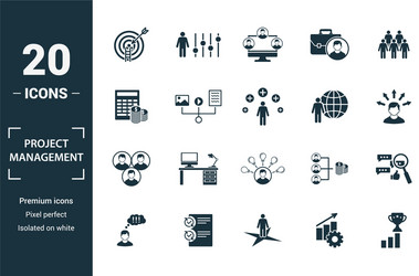 Project management icon set include creative vector