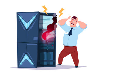data storage problem center with hosting servers vector image