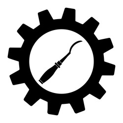 simple of chisel icon in gear for app or web vector image