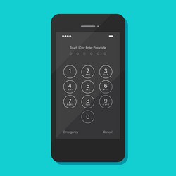 touch id or enter passcode screen on smartphone vector