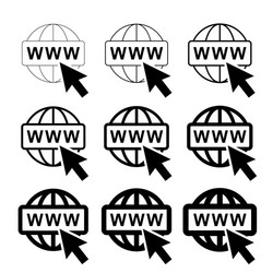 Www world wide web set site symbol internet vector