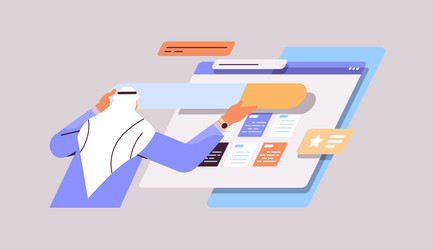 arab man developer creating website ui interface vector image
