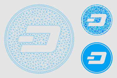 Dash coin mesh 2d model and triangle mosaic vector