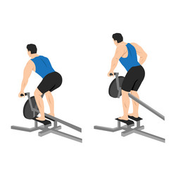 man doing one arm t bar rows exercise flat vector image