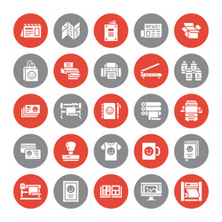 Printing house flat glyph icons print shop Vector Image