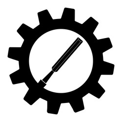 simple of chisel icon in gear for app or web vector image