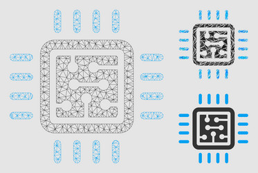 cpu circuit mesh wire frame model vector image