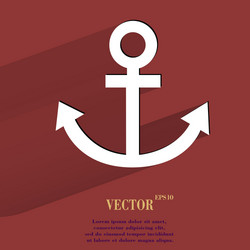 Anchor flat modern web button with long shadow vector