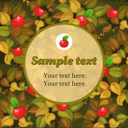 card with apple and round frame for text vector image