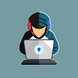computer hacker with laptop icon vector image